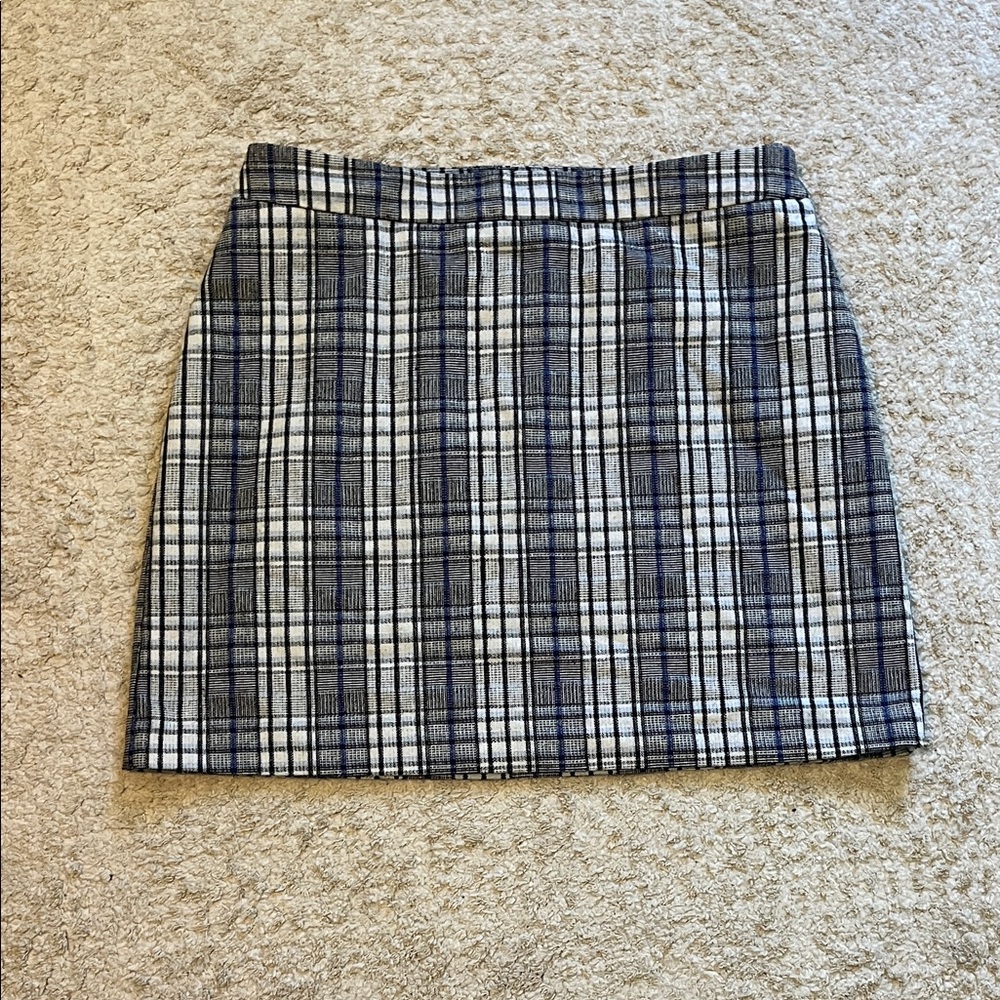 Nine West Black and Gray Plaid Pencil Skirt